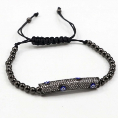 Stainless steel beads adjustable copper inlaid zircon  bracelet wholesale