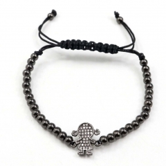Stainless steel beads adjustable copper inlaid zircon  bracelet wholesale