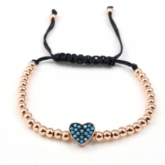 Stainless steel beads adjustable copper inlaid zircon  bracelet wholesale