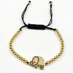 Stainless steel beads adjustable copper inlaid zircon  bracelet wholesale