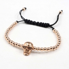 Stainless steel beads adjustable copper inlaid zircon  bracelet wholesale