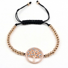 Stainless steel beads adjustable copper inlaid zircon  bracelet wholesale