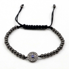 Stainless steel beads adjustable copper inlaid zircon  bracelet wholesale