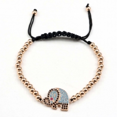 Stainless steel beads adjustable copper inlaid zircon  bracelet wholesale