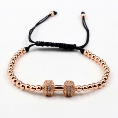 Stainless steel beads adjustable copper inlaid zircon  bracelet wholesale