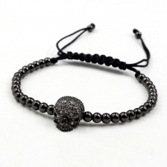 Stainless steel beads adjustable copper inlaid zircon  bracelet wholesale