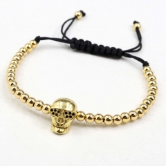 Stainless steel beads adjustable copper inlaid zircon  bracelet wholesale