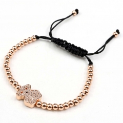 Stainless steel beads adjustable copper inlaid zircon  bracelet wholesale