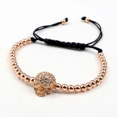 Stainless steel beads adjustable copper inlaid zircon  bracelet wholesale