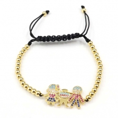 Stainless steel beads adjustable copper inlaid zircon  bracelet wholesale