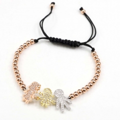 Stainless steel beads adjustable copper inlaid zircon  bracelet wholesale
