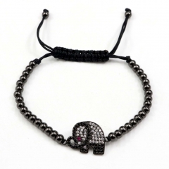 Stainless steel beads adjustable copper inlaid zircon  bracelet wholesale