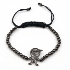Stainless steel beads adjustable copper inlaid zircon  bracelet wholesale