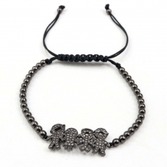 Stainless steel beads adjustable copper inlaid zircon  bracelet wholesale