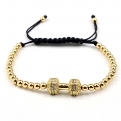 Stainless steel beads adjustable copper inlaid zircon  bracelet wholesale