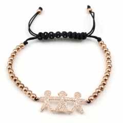 Stainless steel beads adjustable copper inlaid zircon  bracelet wholesale