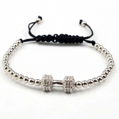 Stainless steel beads adjustable copper inlaid zircon  bracelet wholesale