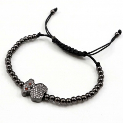 Stainless steel beads adjustable copper inlaid zircon  bracelet wholesale
