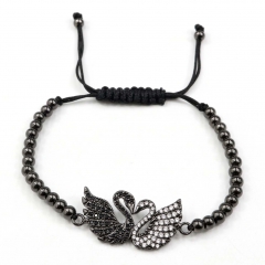 Stainless steel beads adjustable copper inlaid zircon  bracelet wholesale