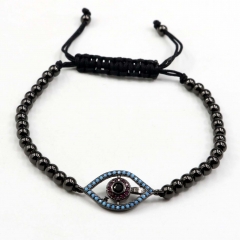 Stainless steel beads adjustable copper inlaid zircon  bracelet wholesale