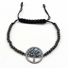 Stainless steel beads adjustable copper inlaid zircon  bracelet wholesale