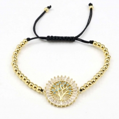 Stainless steel beads adjustable copper inlaid zircon  bracelet wholesale