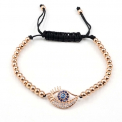 Stainless steel beads adjustable copper inlaid zircon  bracelet wholesale