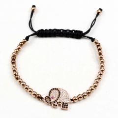Stainless steel beads adjustable copper inlaid zircon  bracelet wholesale