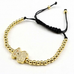 Stainless steel beads adjustable copper inlaid zircon  bracelet wholesale
