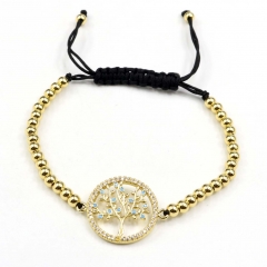 Stainless steel beads adjustable copper inlaid zircon  bracelet wholesale