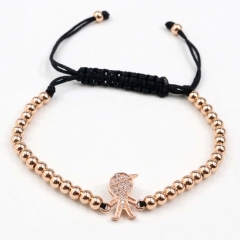 Stainless steel beads adjustable copper inlaid zircon  bracelet wholesale