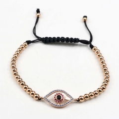 Stainless steel beads adjustable copper inlaid zircon  bracelet wholesale