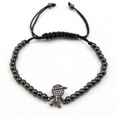 Stainless steel beads adjustable copper inlaid zircon  bracelet wholesale