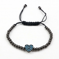 Stainless steel beads adjustable copper inlaid zircon  bracelet wholesale