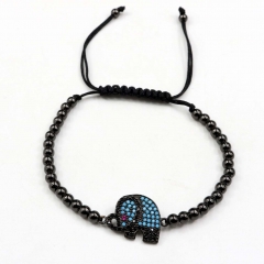 Stainless steel beads adjustable copper inlaid zircon  bracelet wholesale
