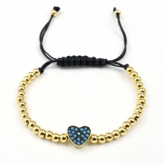 Stainless steel beads adjustable copper inlaid zircon  bracelet wholesale