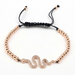 Stainless steel beads adjustable copper inlaid zircon  bracelet wholesale