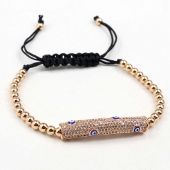 Stainless steel beads adjustable copper inlaid zircon  bracelet wholesale