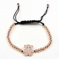 Stainless steel beads adjustable copper inlaid zircon  bracelet wholesale