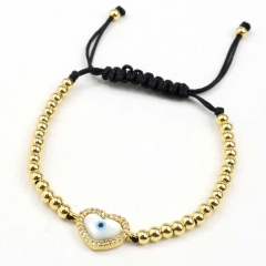 Stainless steel beads adjustable copper inlaid zircon  bracelet wholesale