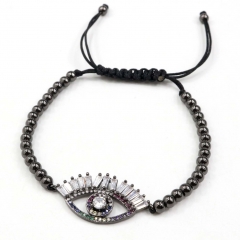 Stainless steel beads adjustable copper inlaid zircon  bracelet wholesale