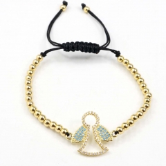 Stainless steel beads adjustable copper inlaid zircon  bracelet wholesale