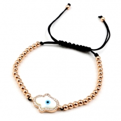 Stainless steel beads adjustable copper inlaid zircon  bracelet wholesale