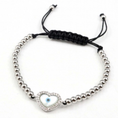 Stainless steel beads adjustable copper inlaid zircon  bracelet wholesale