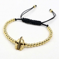 Stainless steel beads adjustable copper inlaid zircon  bracelet wholesale