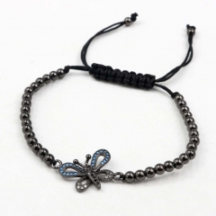 Stainless steel beads adjustable copper inlaid zircon  bracelet wholesale