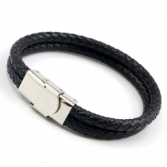 Stainless steel jewelry men's leather bangles wholesale