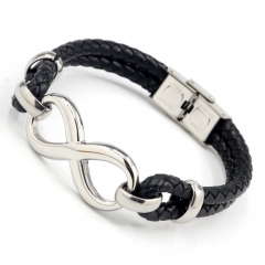 Stainless steel jewelry men's leather bangles wholesale