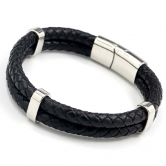 Stainless steel jewelry men's leather bangles wholesale
