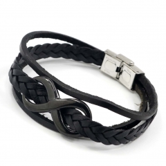 Stainless steel jewelry men's leather bangles wholesale